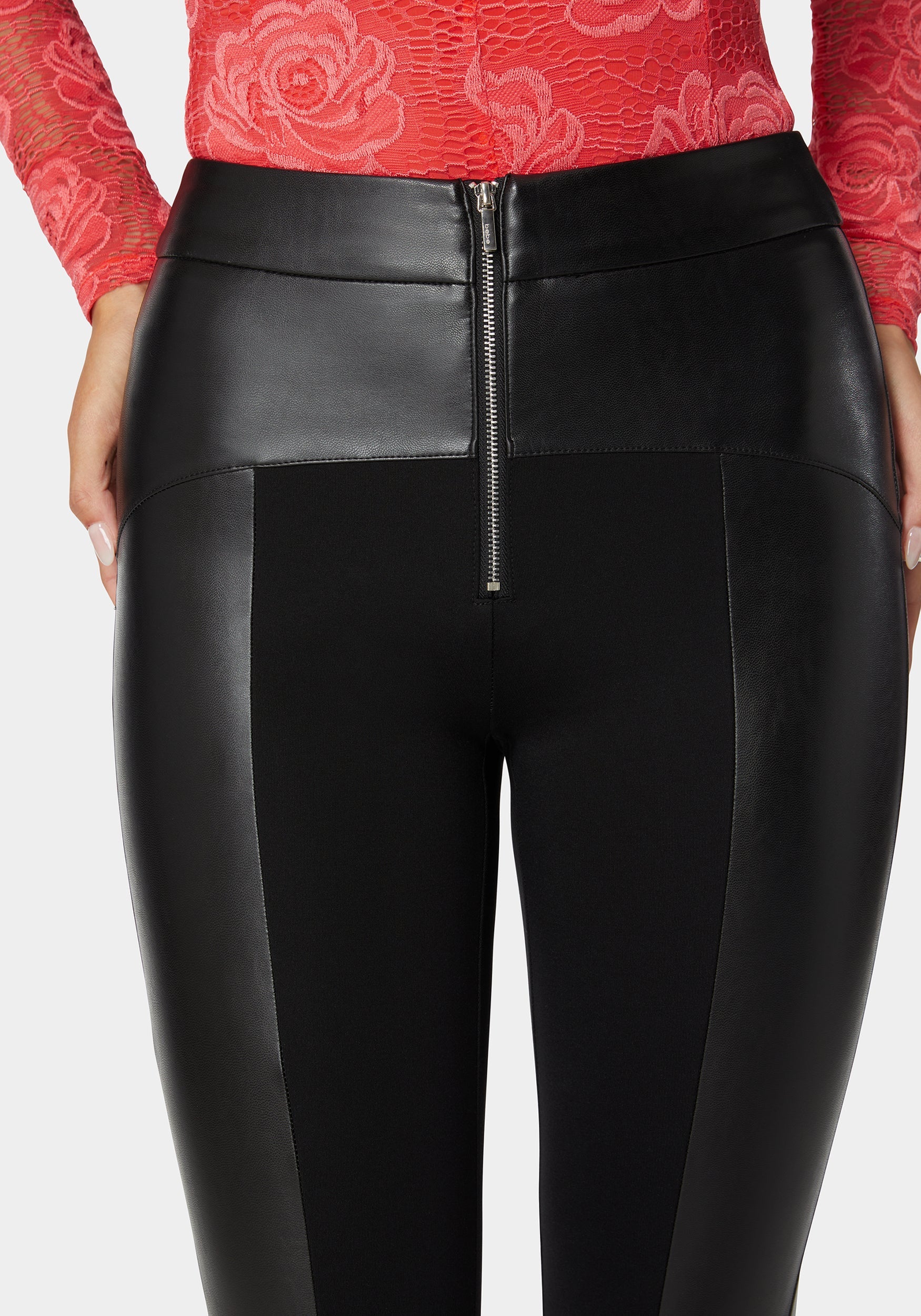 High Waist Vegan Leather Combo Pdr Legging