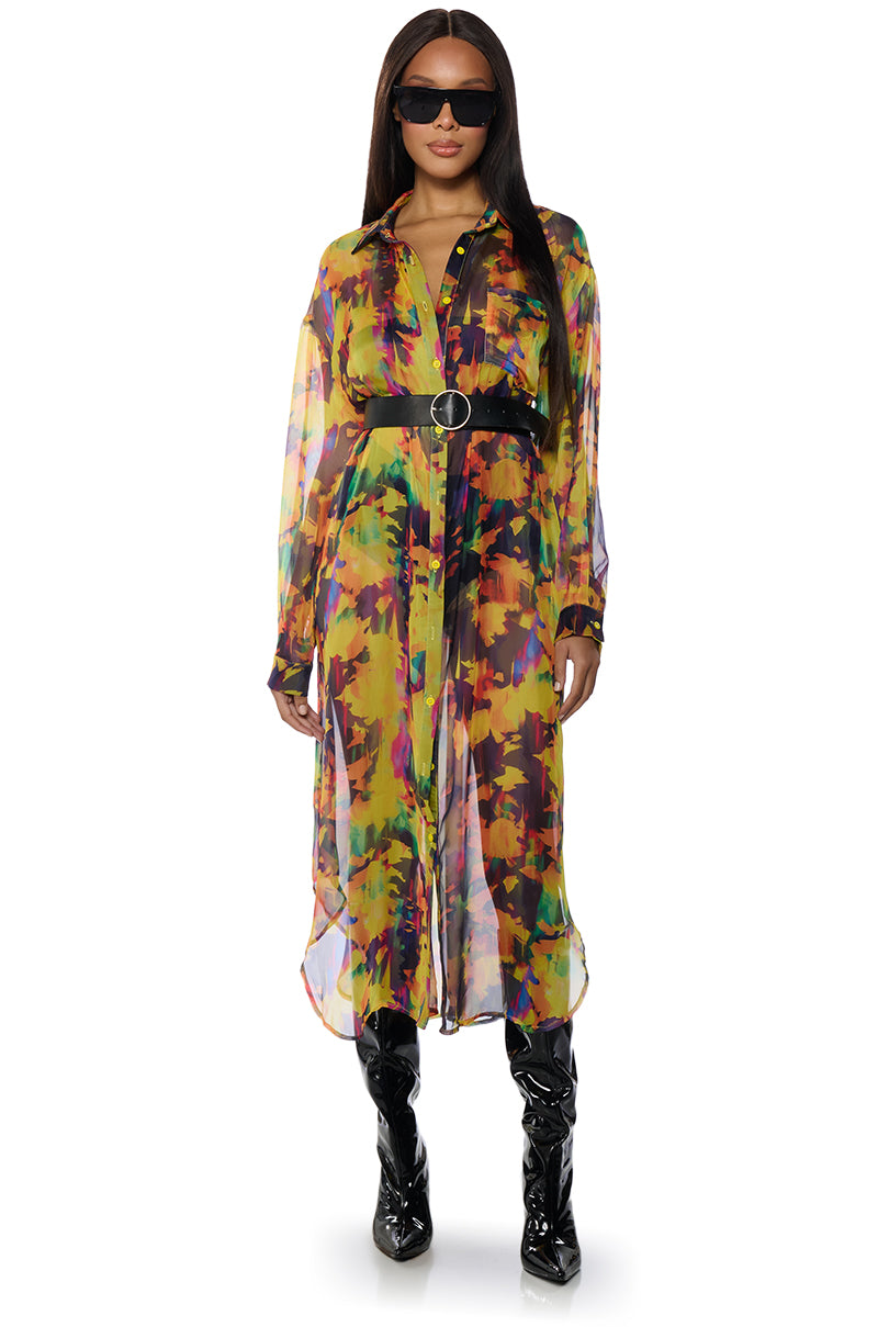 ABSTRACT FLORAL DUSTER