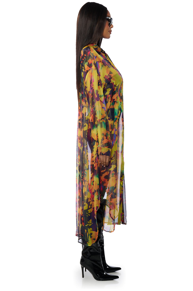 ABSTRACT FLORAL DUSTER