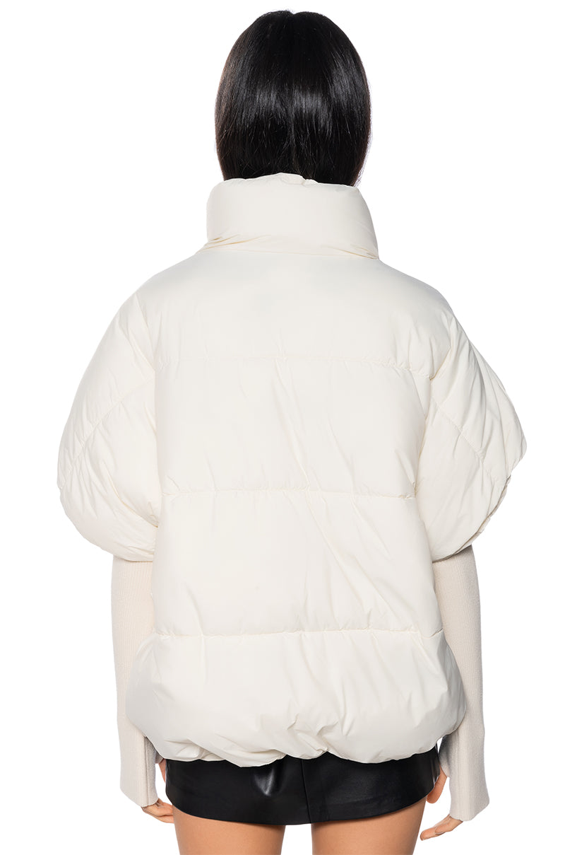 DO IT FOR FUN PUFFER RIB SLEEVE COAT