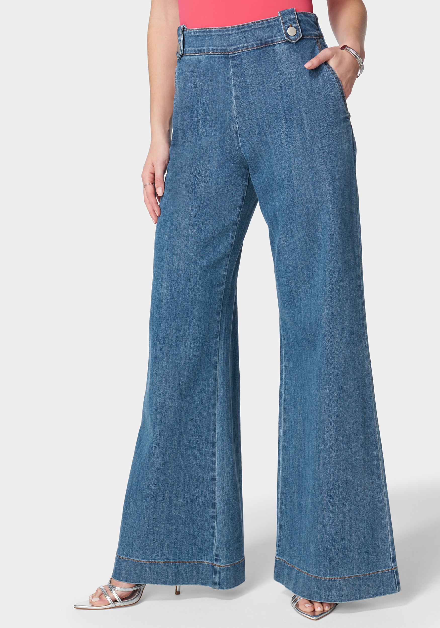 High Waist Ultra Wide Leg Light Weight Denim