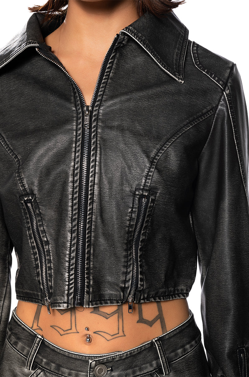 FAST LANE DISTRESSED MOTO JACKET