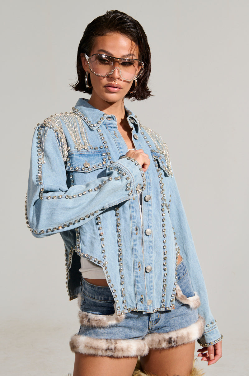 CARLIS DISTRICT COWGIRLS BLING DENIM JACKET