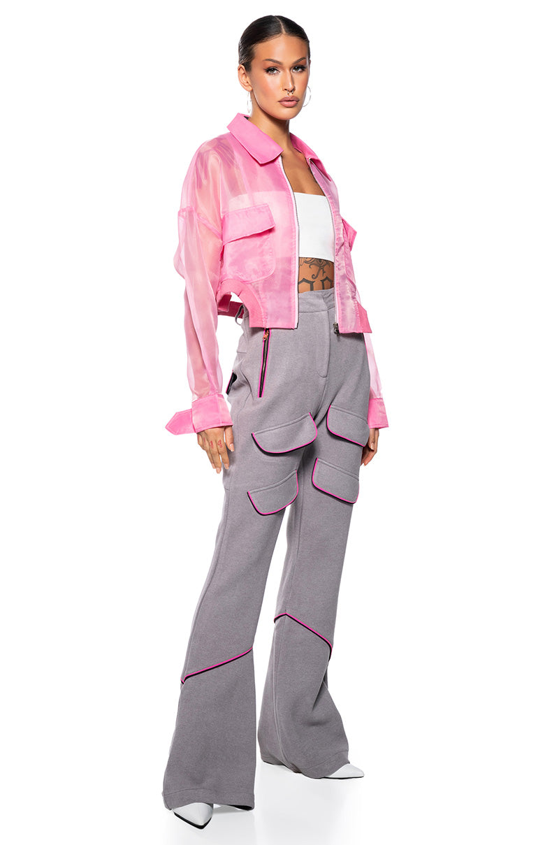 HYDE MESH BOMBR JACKET IN PINK