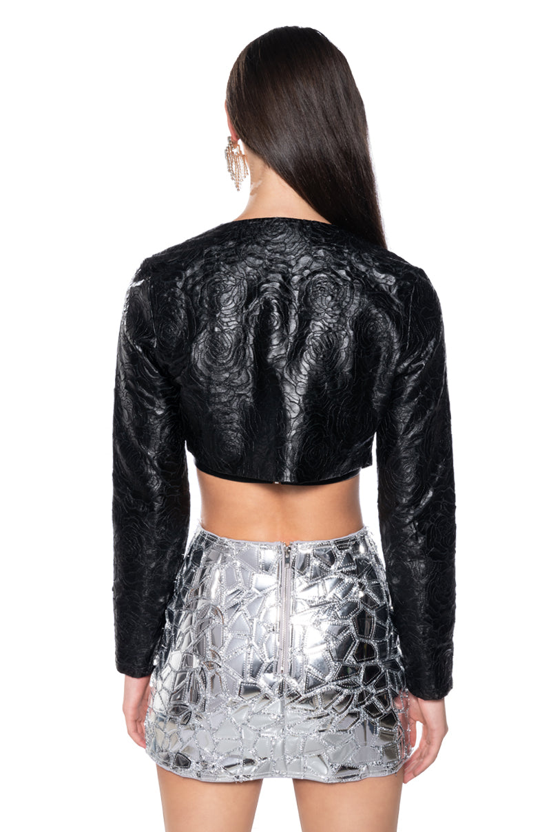 PU FLORAL LASER CUT COVER JACKET