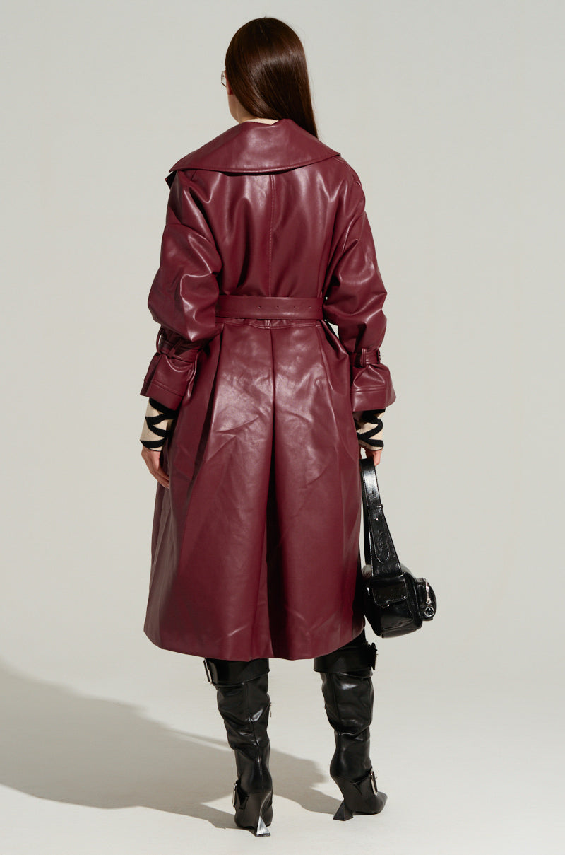 ALINNA FAUX LEATHER TRENCH