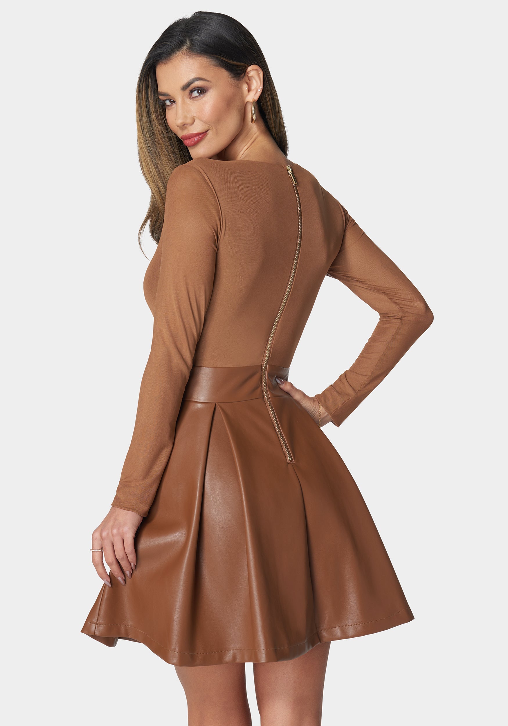 Faux Leather Flare Dress