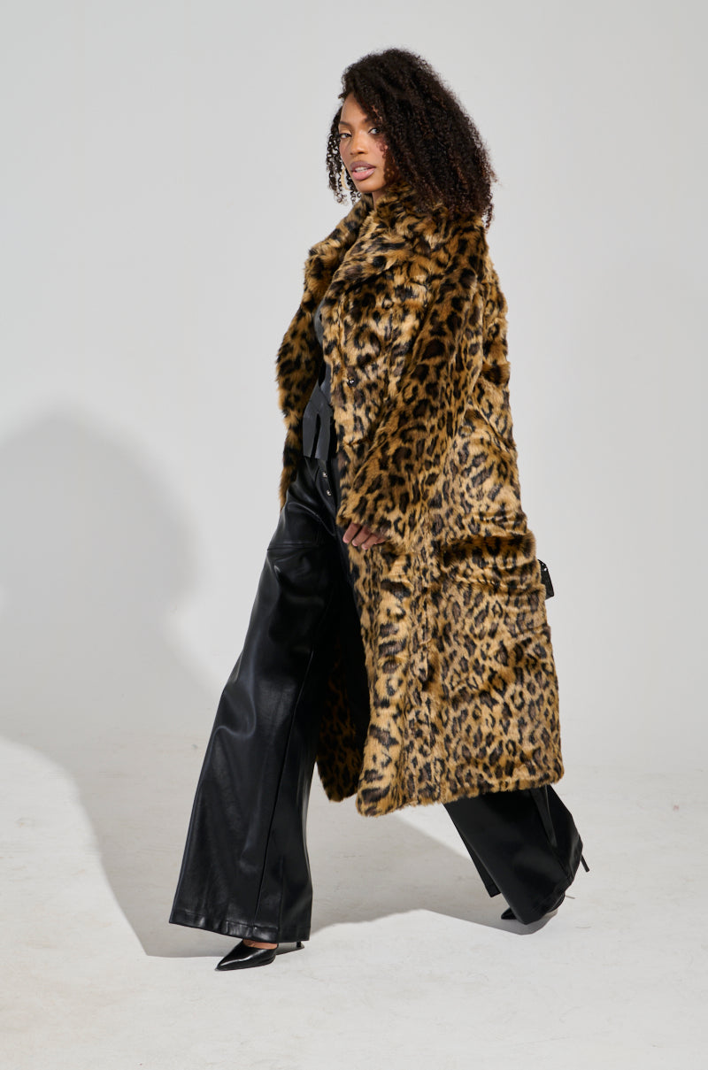 CATTY FAUX FUR LEOPARD COAT