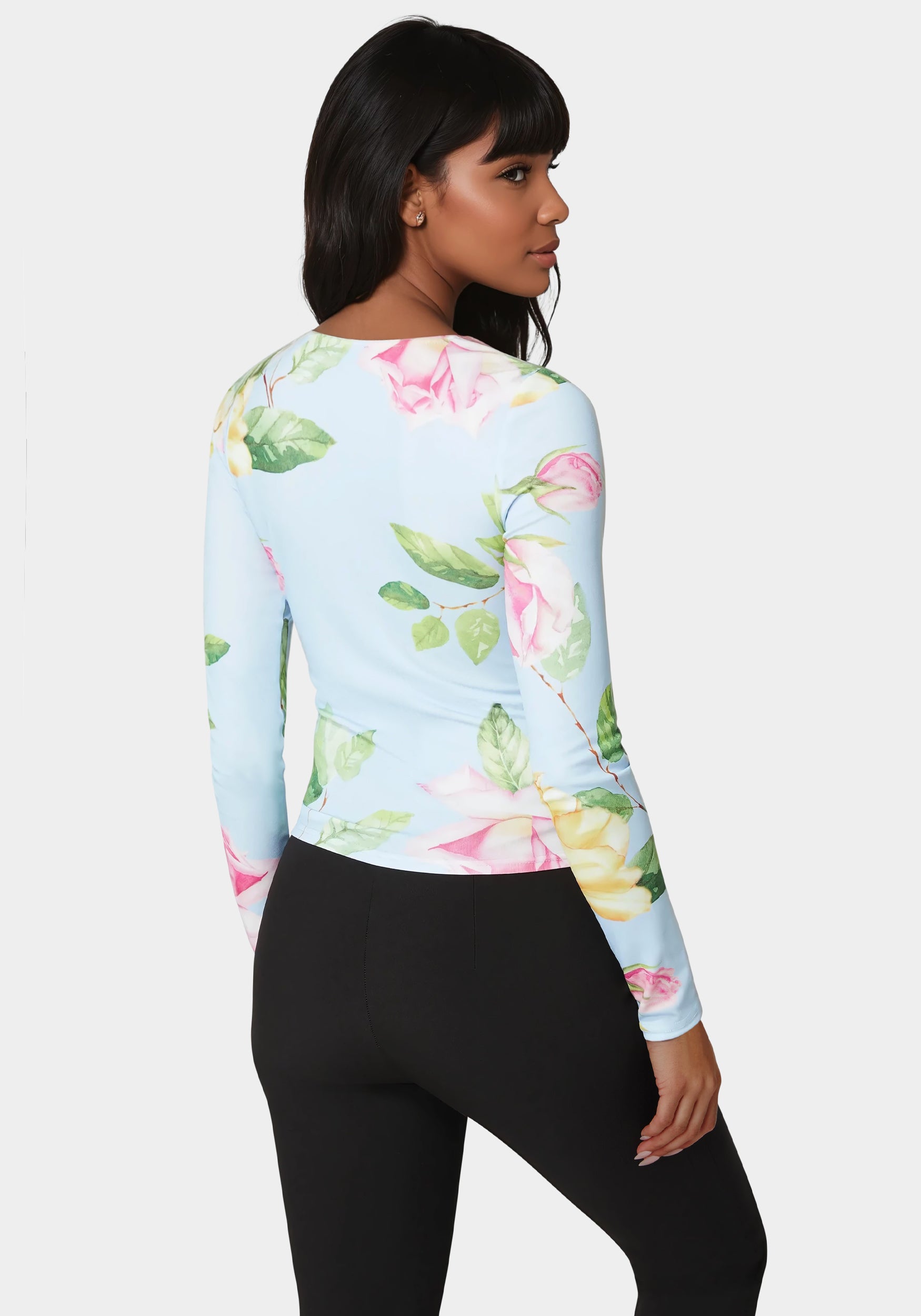 Cut Out Flower Long Sleeve Top