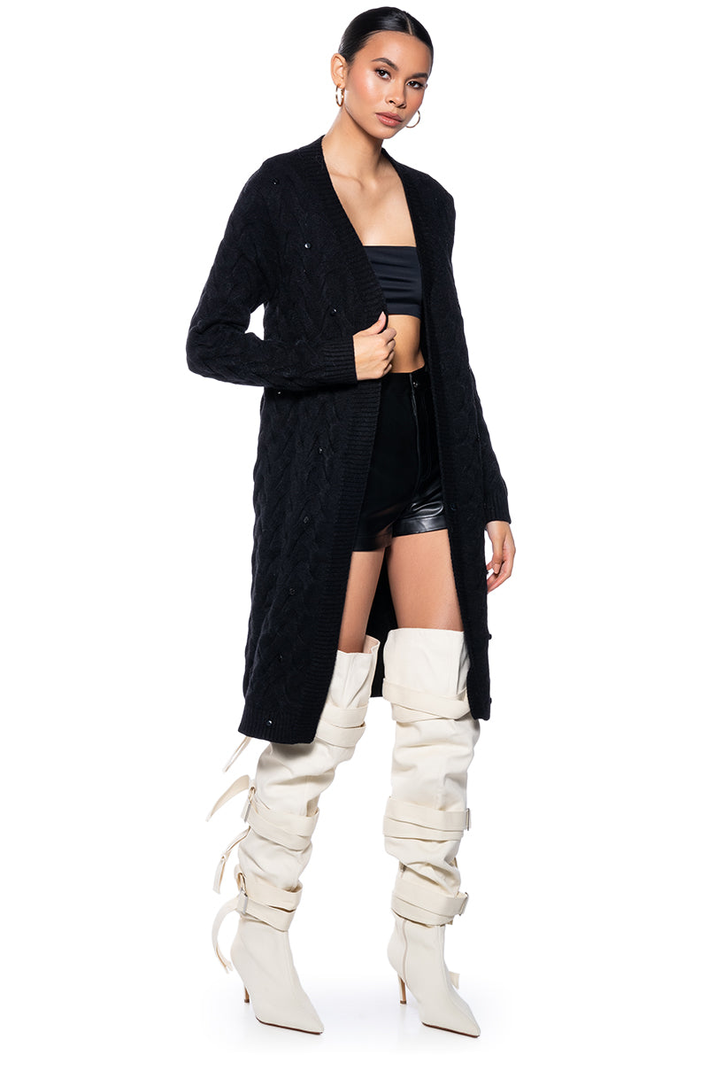 BABBS KNIT TRENCH WITH FAUX FUR LINING