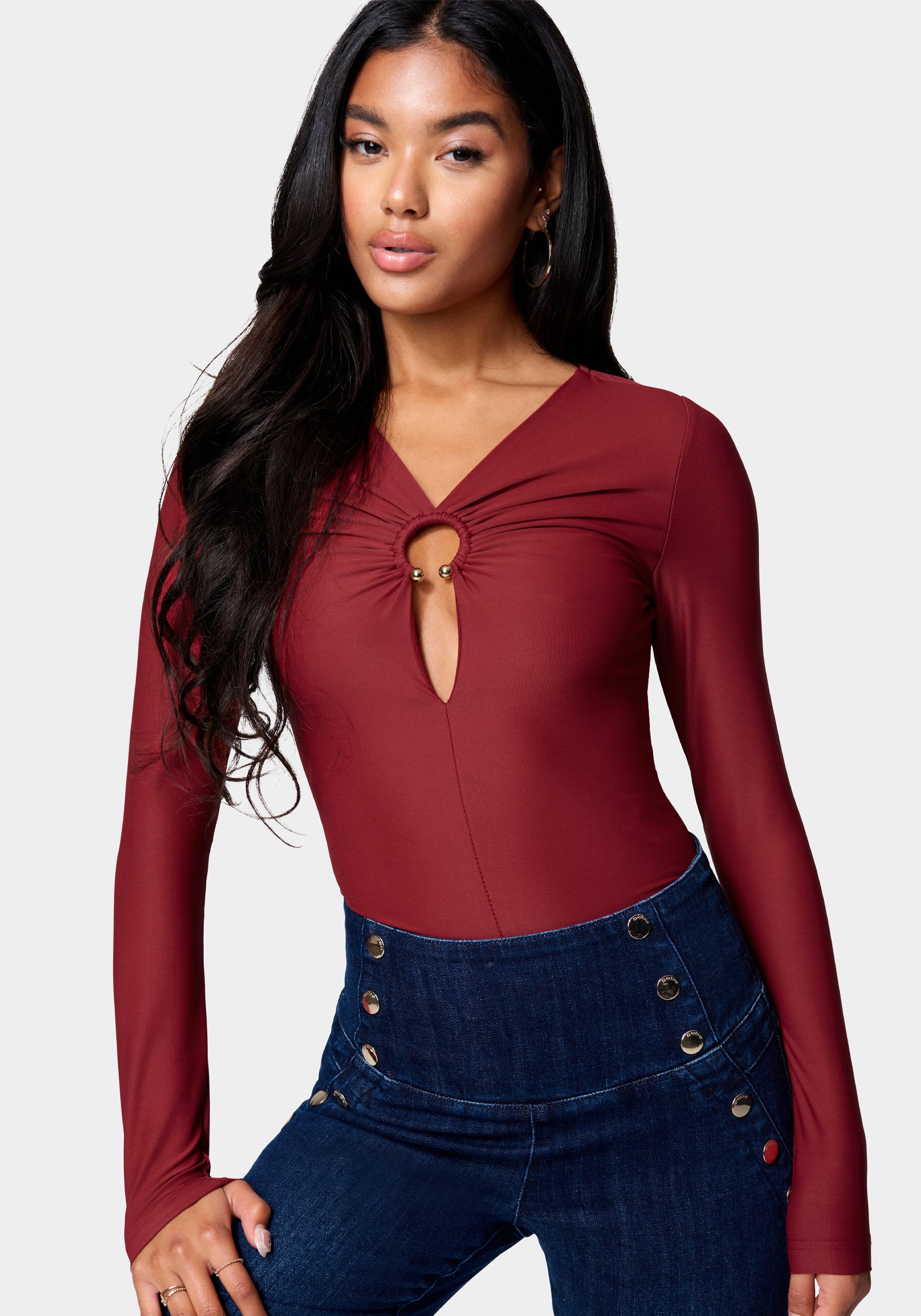 Ring Detail Long Sleeve Bodysuit