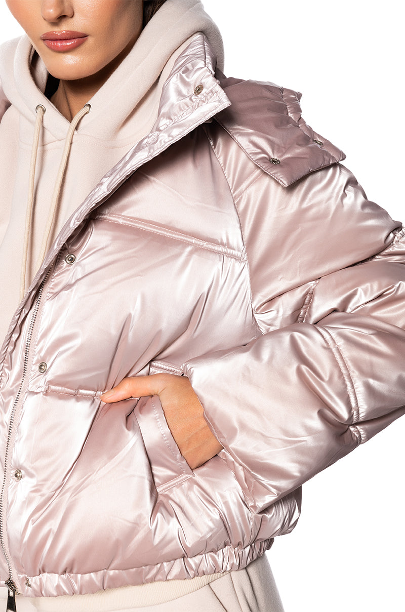 PINK METALLIC PUFFER JACKET