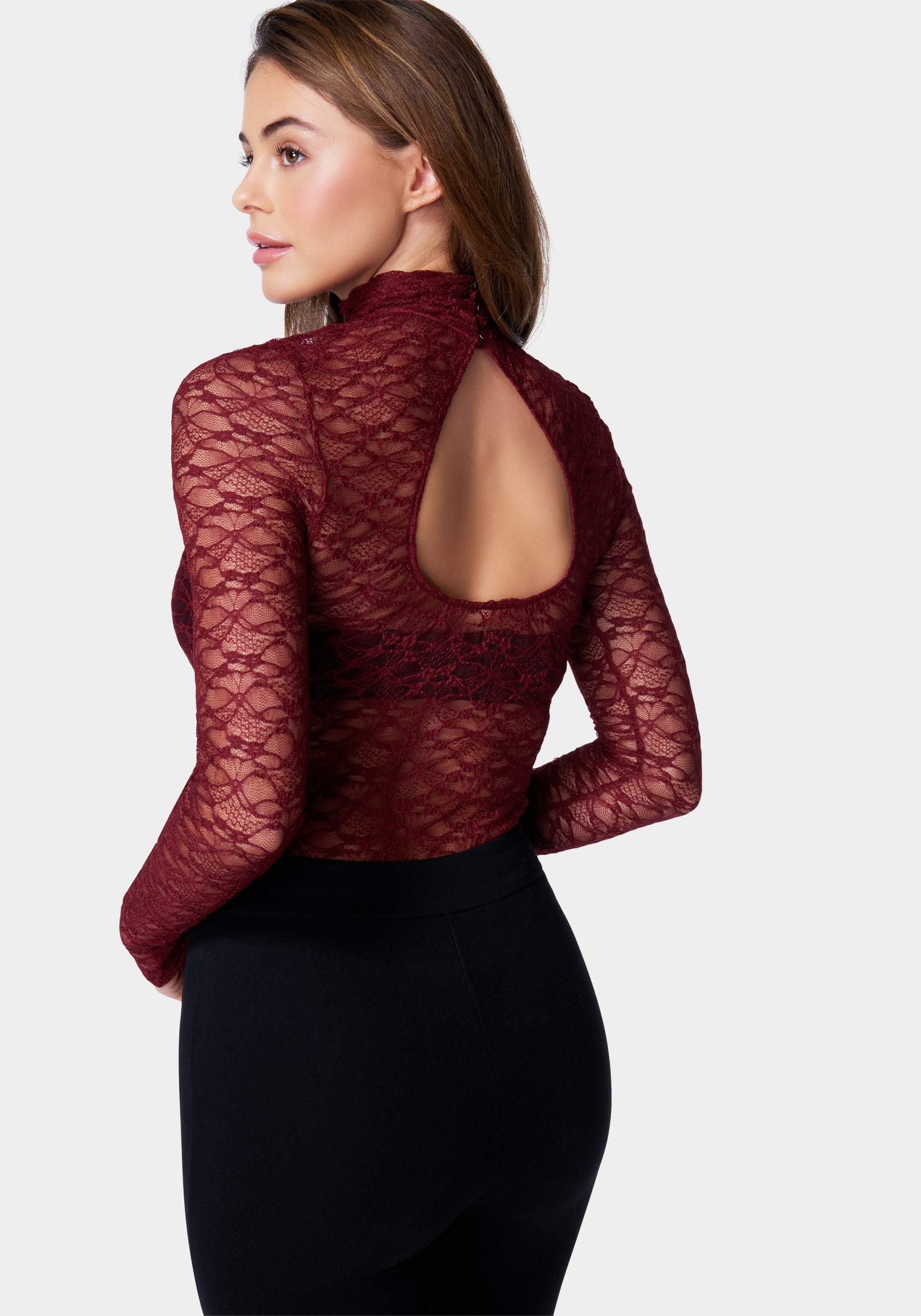 Mock Neck Lace Bodysuit