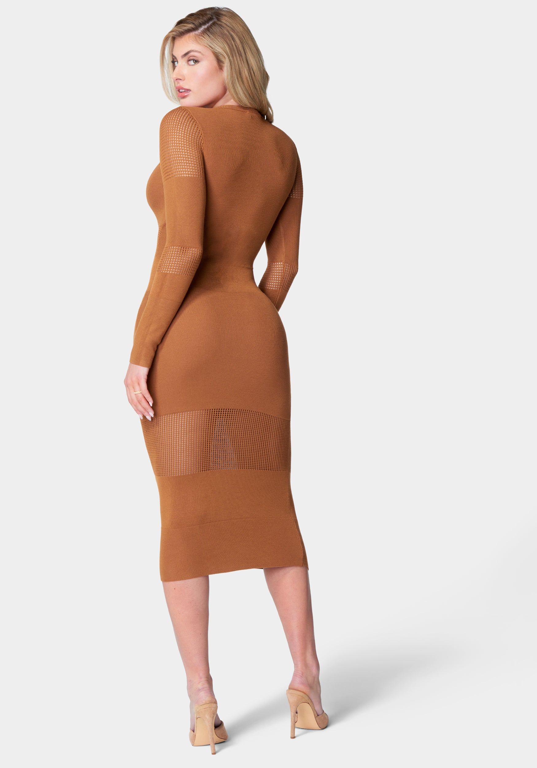 Pointelle Panel Midi Dress