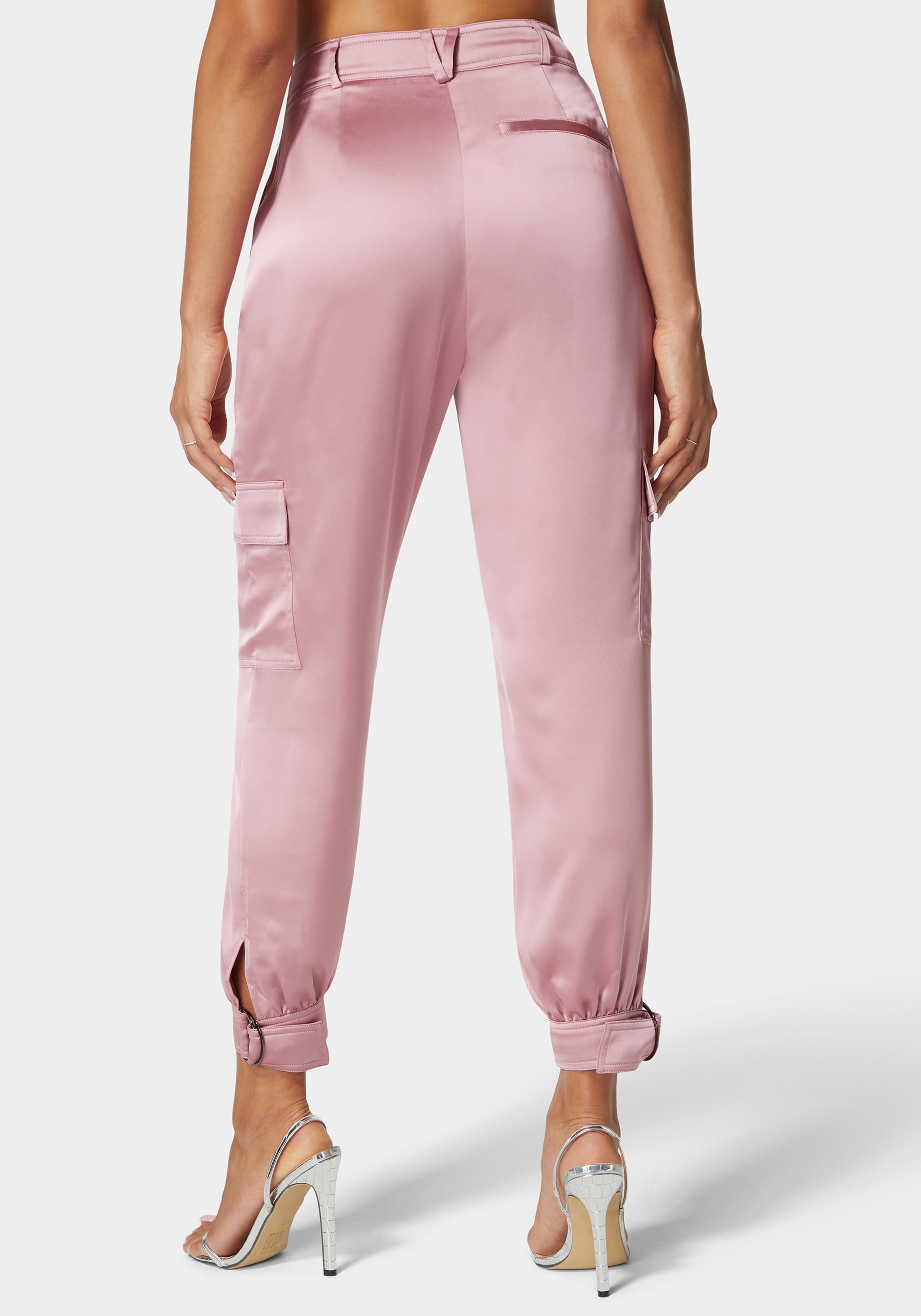 Natural Waist Stud Detail Satin Jogger Pant