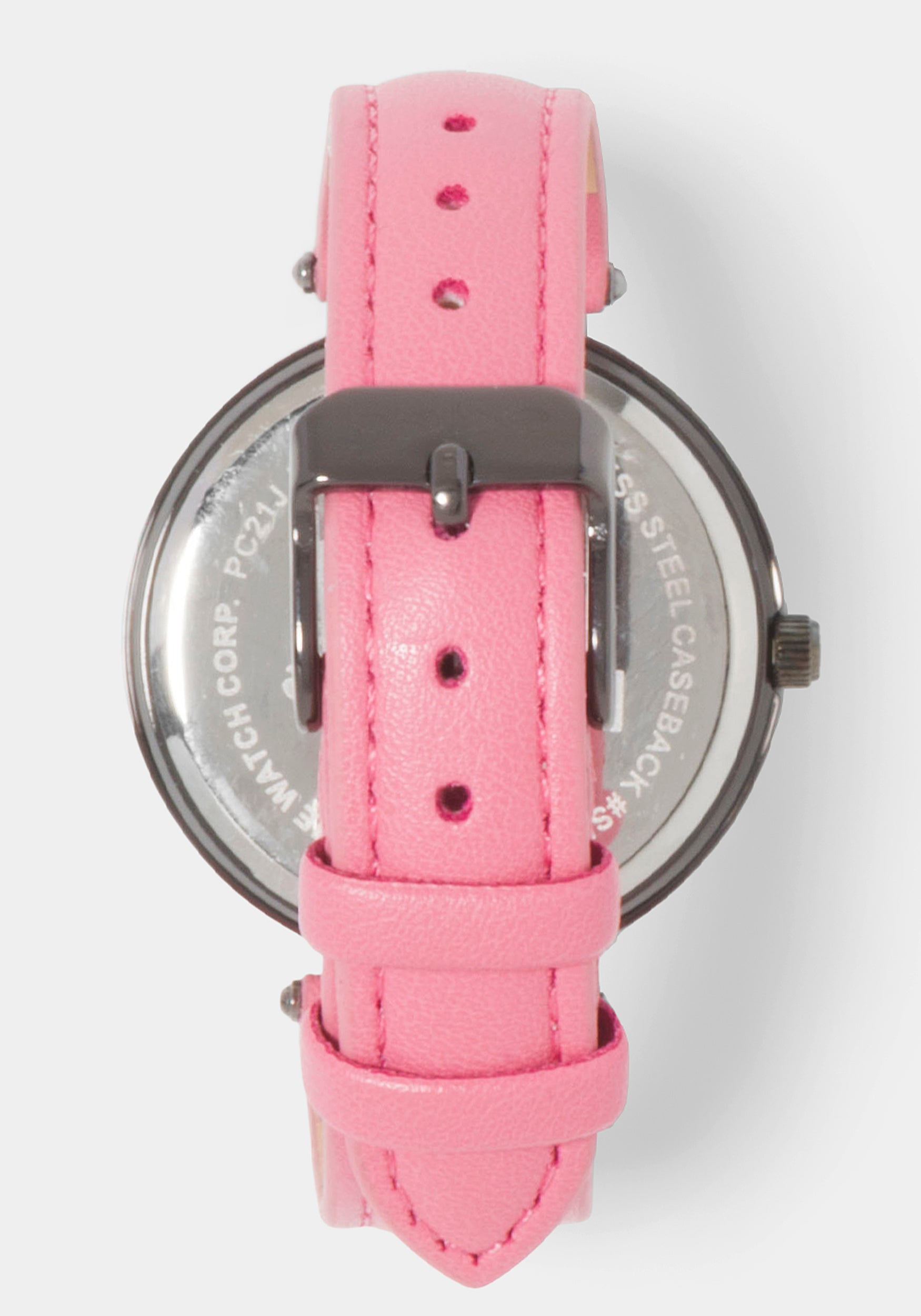 Hot Pink Strap Watch with Crystal Bezel