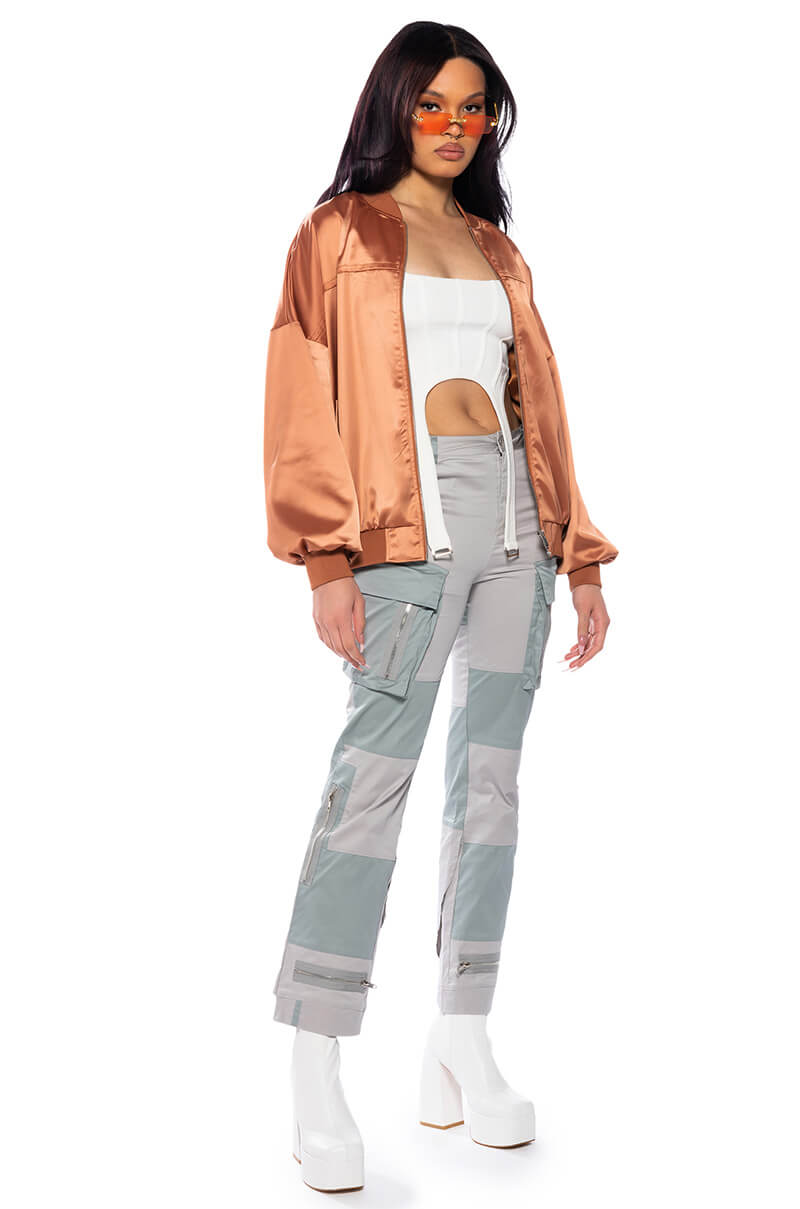 SUNSET DESERT SATIN OVERSIZED BOMBER