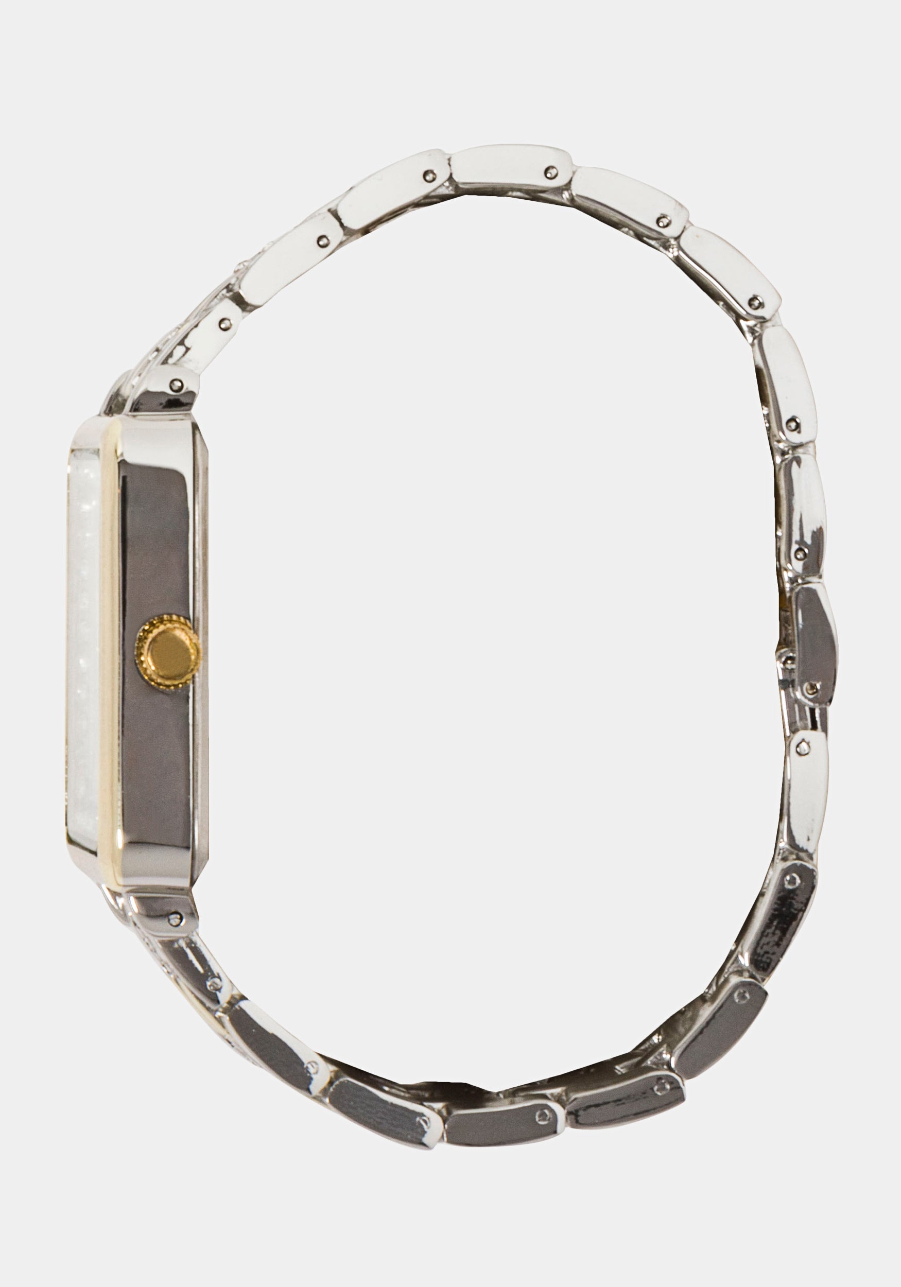 Two Tone Crystal Bezel Square Watch