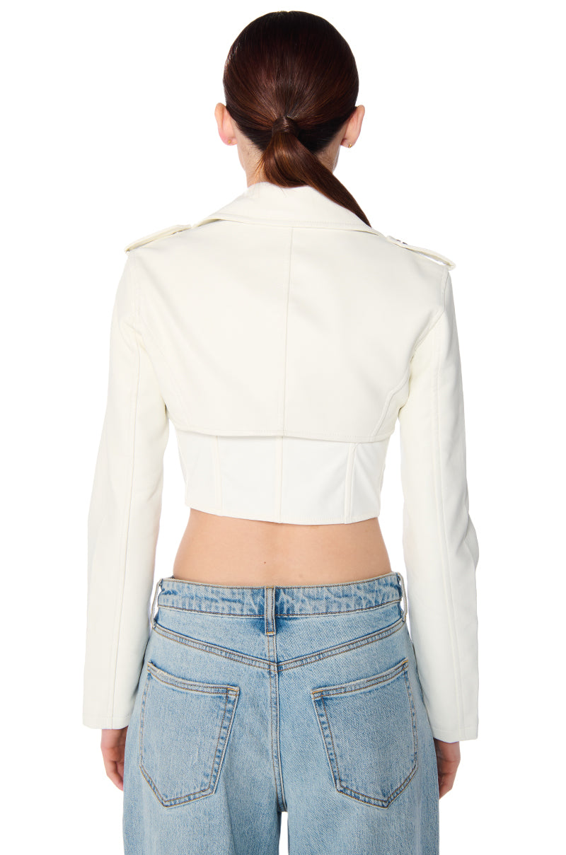 HALF MY HEART ULTRA CROPPED MOTO JACKET