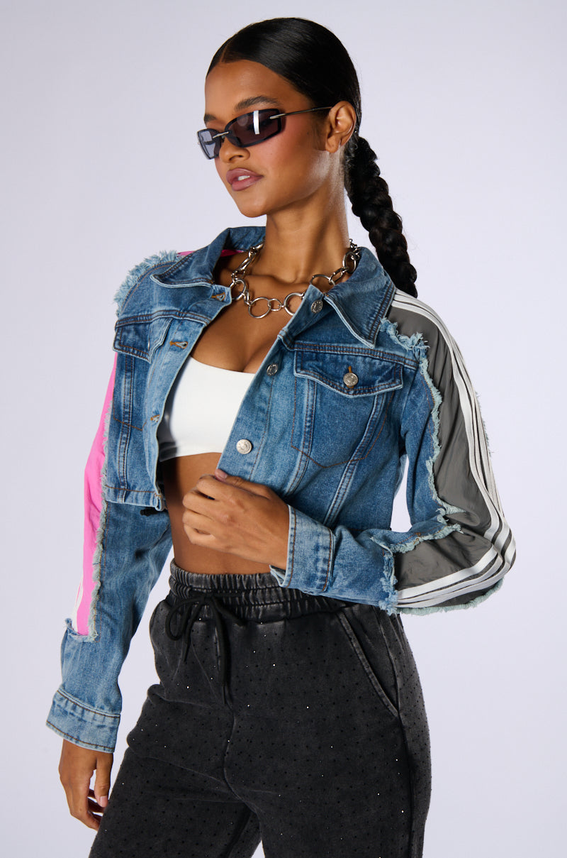 PORTIA MIXED MEDIA DENIM JACKET