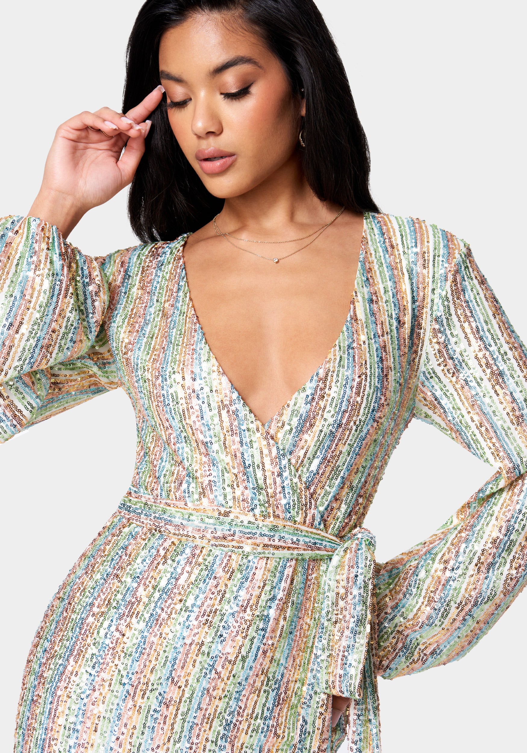 Sequin Tie Front Dress