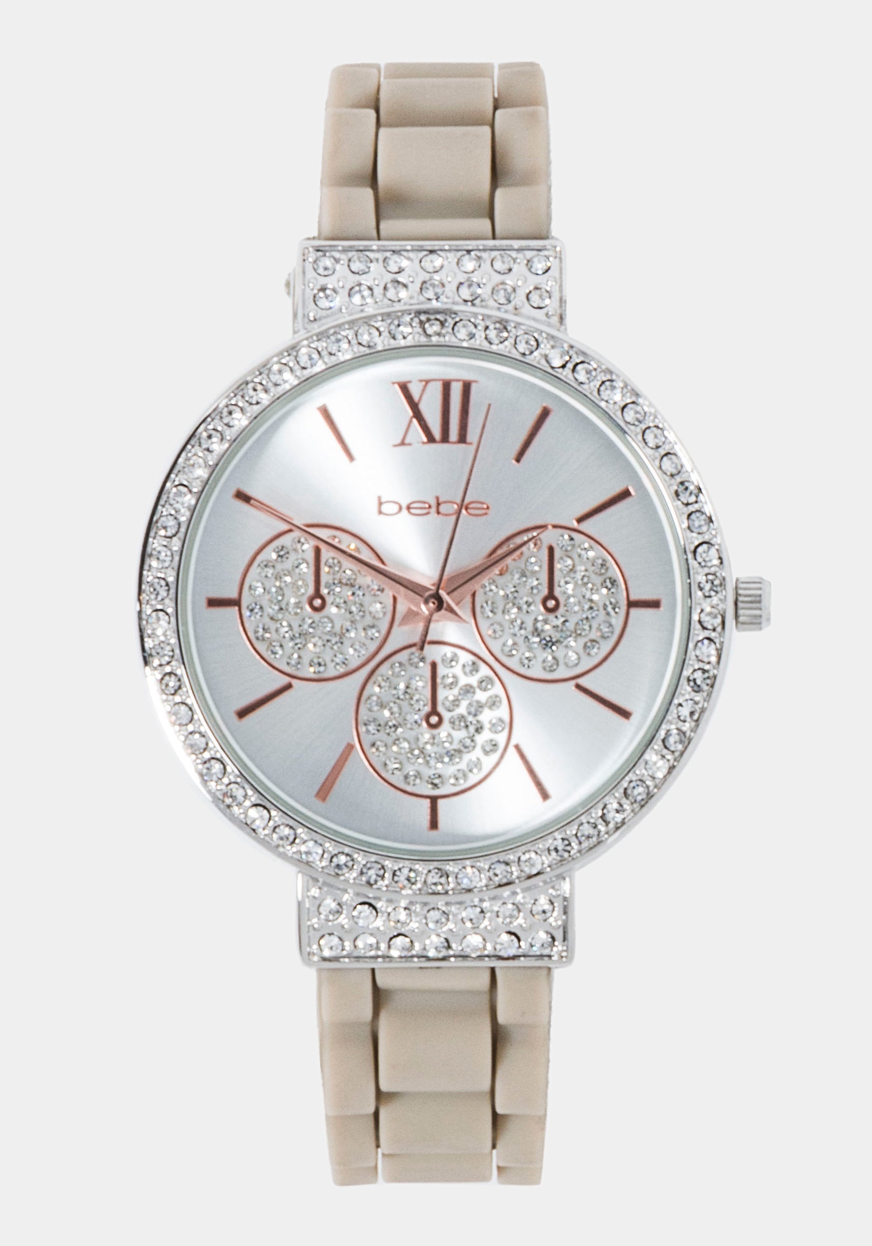 Taupe Crystal Bezel Roman Numeral Watch