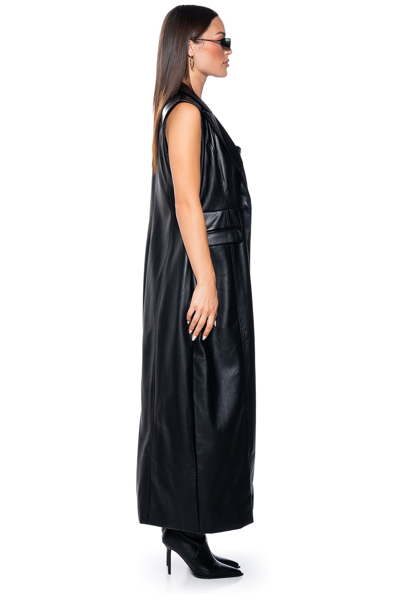 SLEEK PU LONG LINE VEST