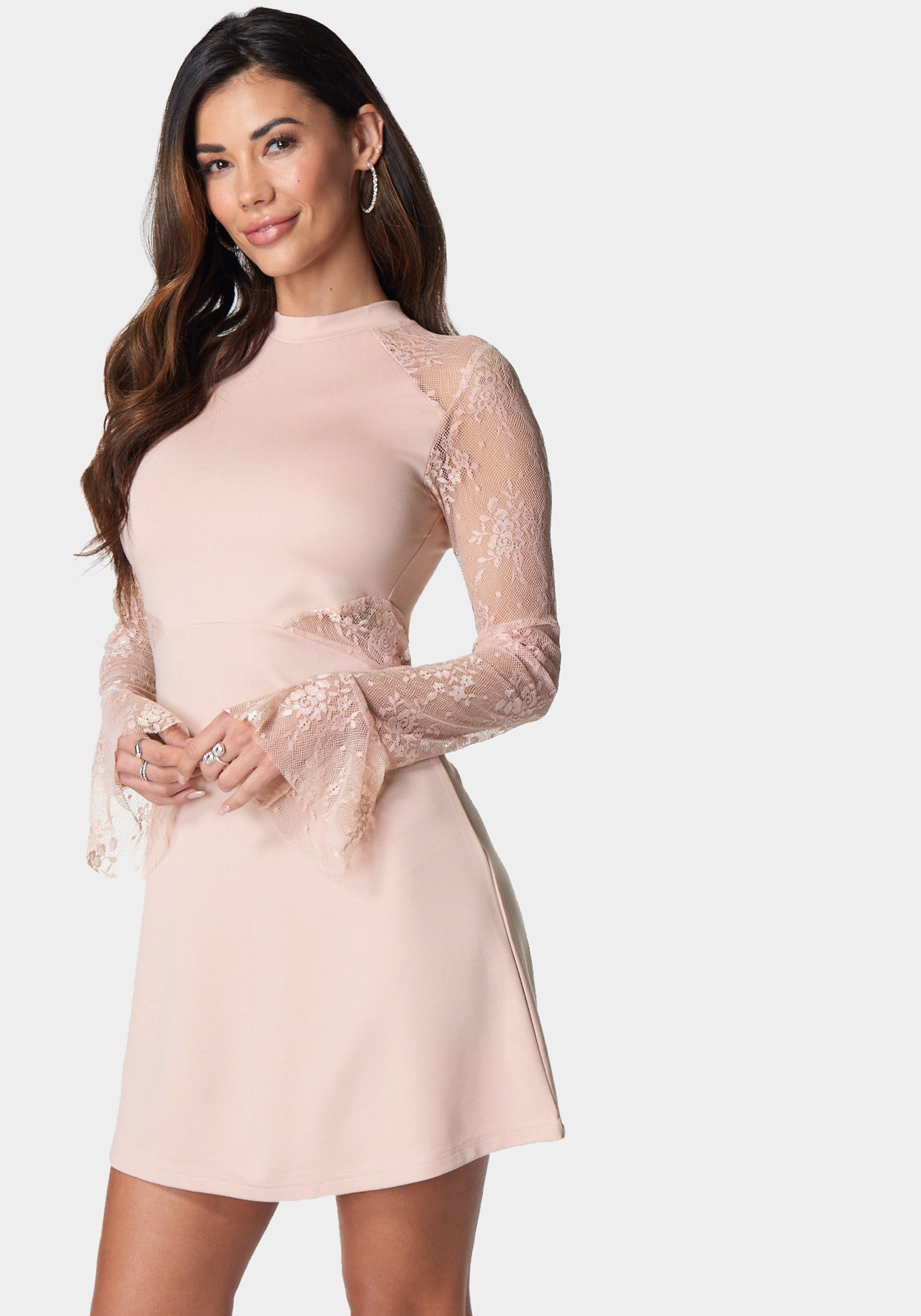 Lace Bell Sleeve Cutout Dress