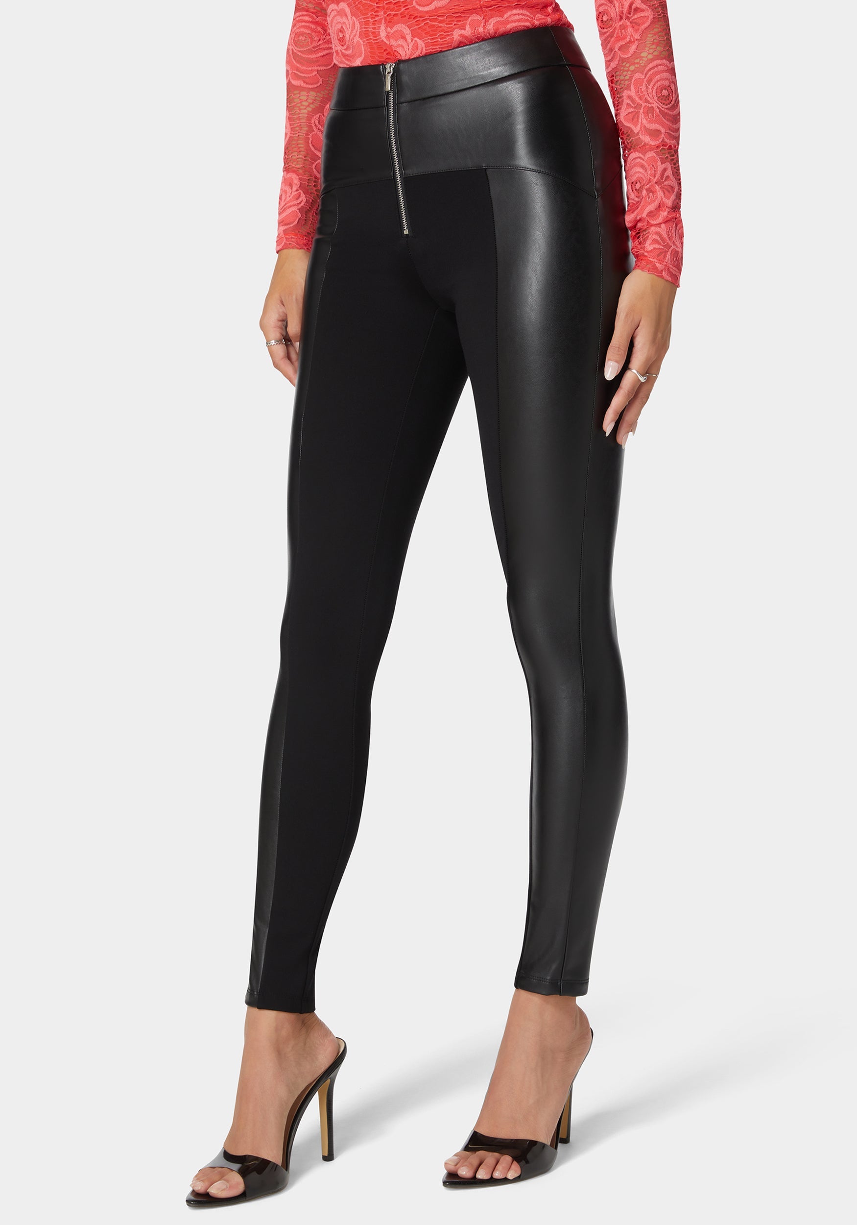 High Waist Vegan Leather Combo Pdr Legging