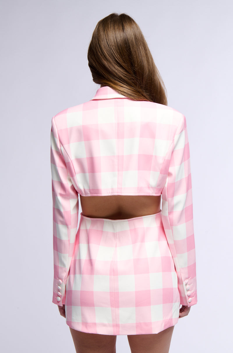 BIRDY CHECKERED BLAZER WITH BACK CUT OUT