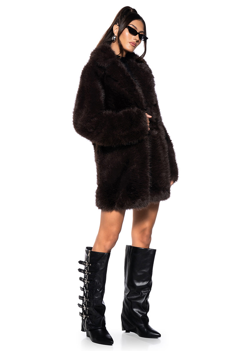 MOLLY SHORT FAUX FUR EVENING COAT