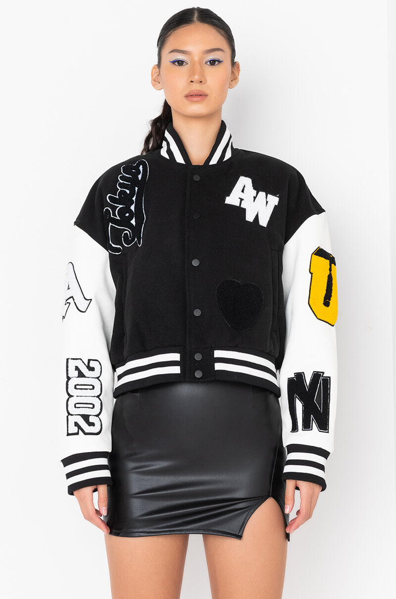 KEEP IT CLASSIC PATCH VARSITY JACKET