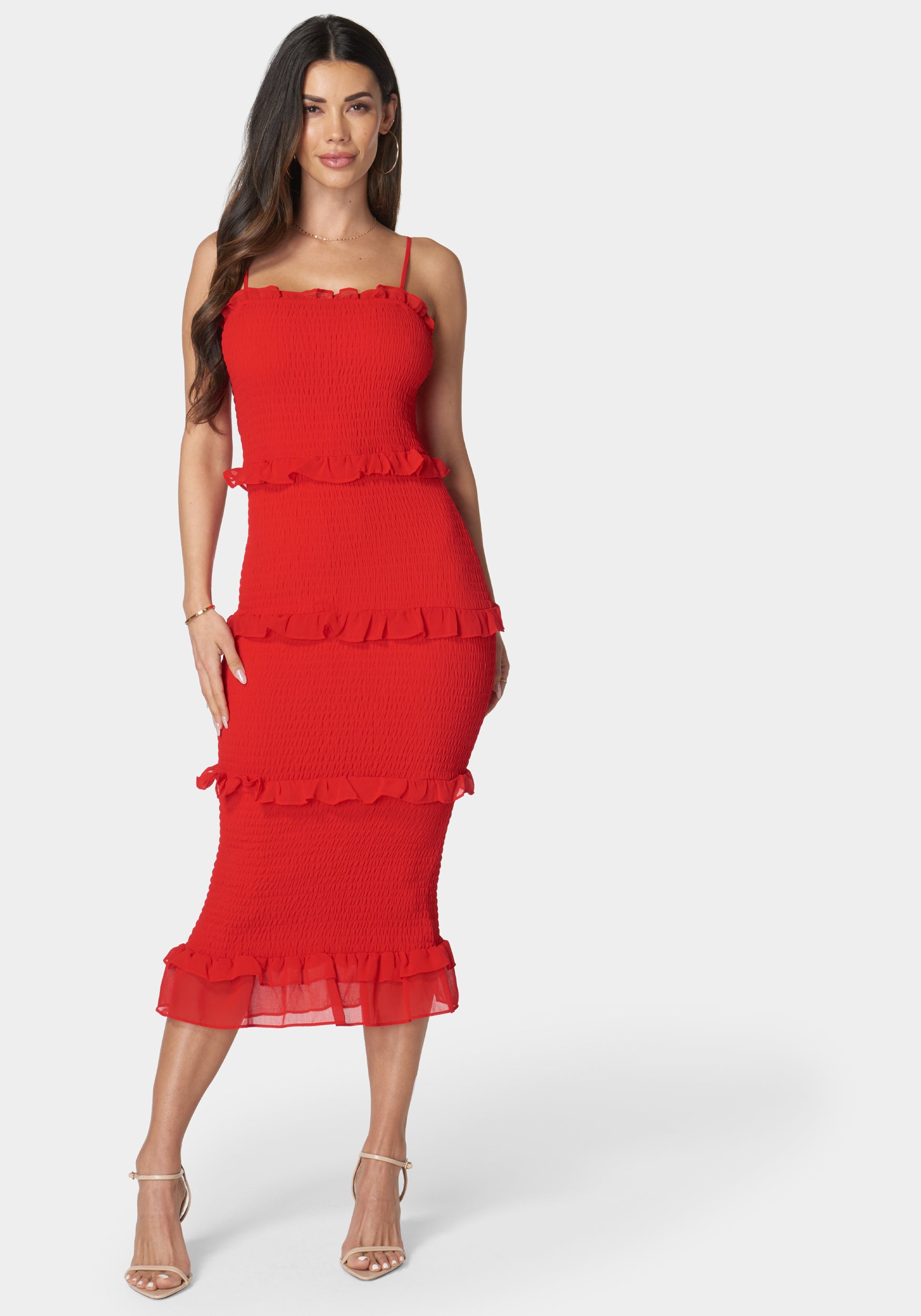 Georgette Smocked Midi Dress