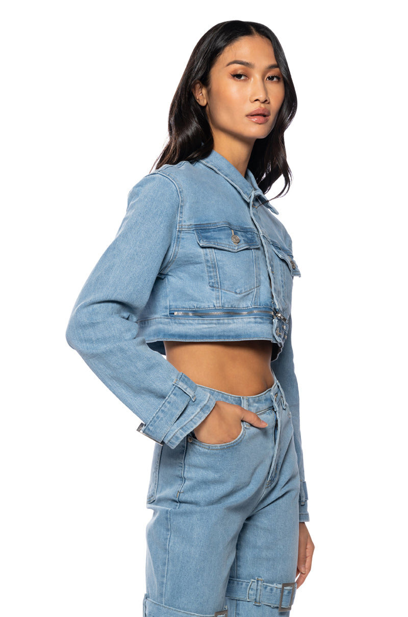 BUCKLE UP DENIM JACKET