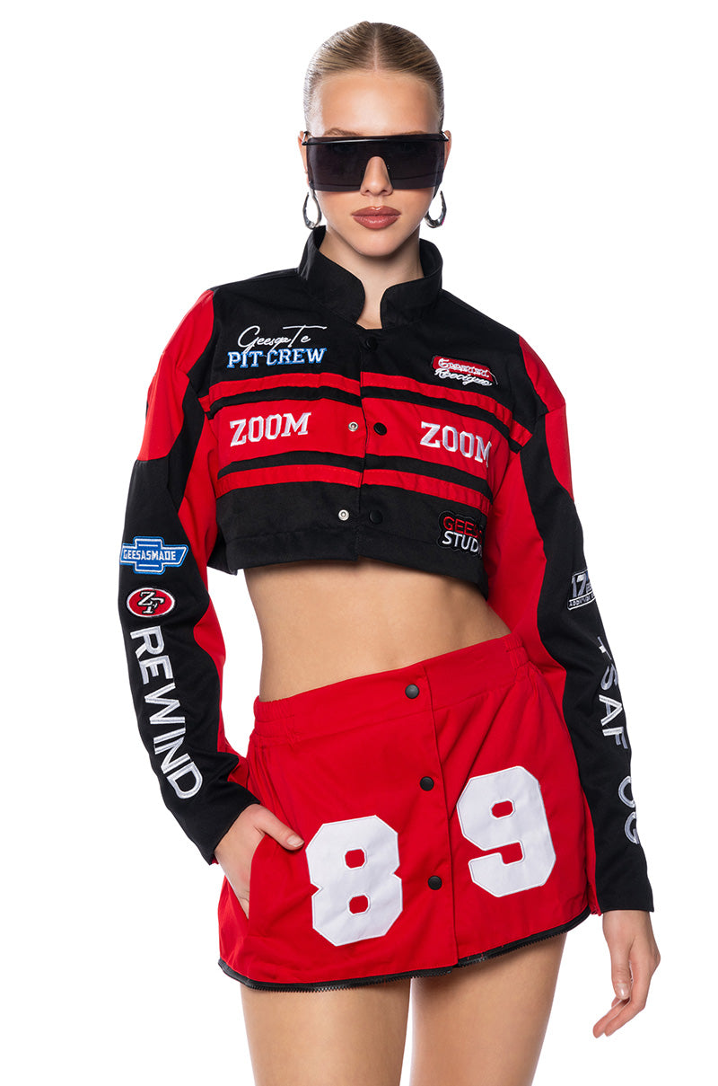 ZOOM ZOOM TWO IN ONE BOMBER SKIRT SET