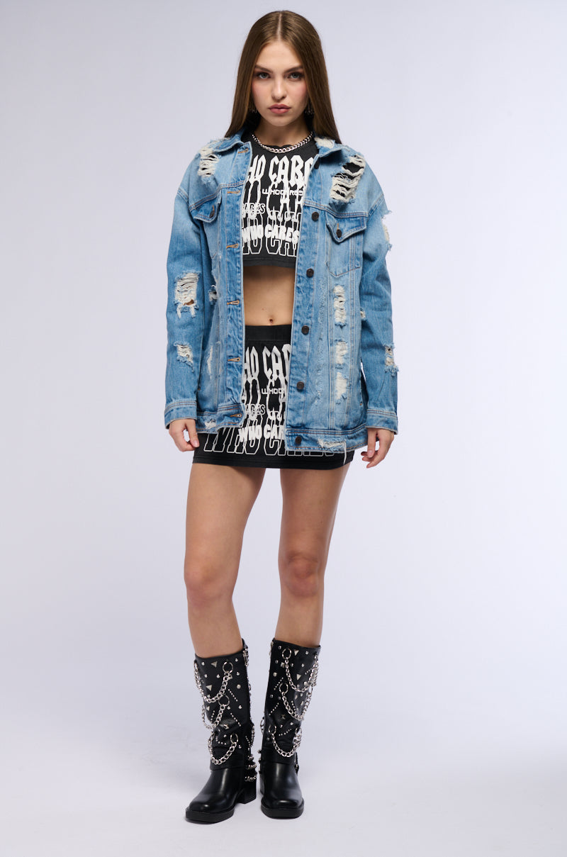 SUNNY DAY DISTRESSED DENIM JACKET