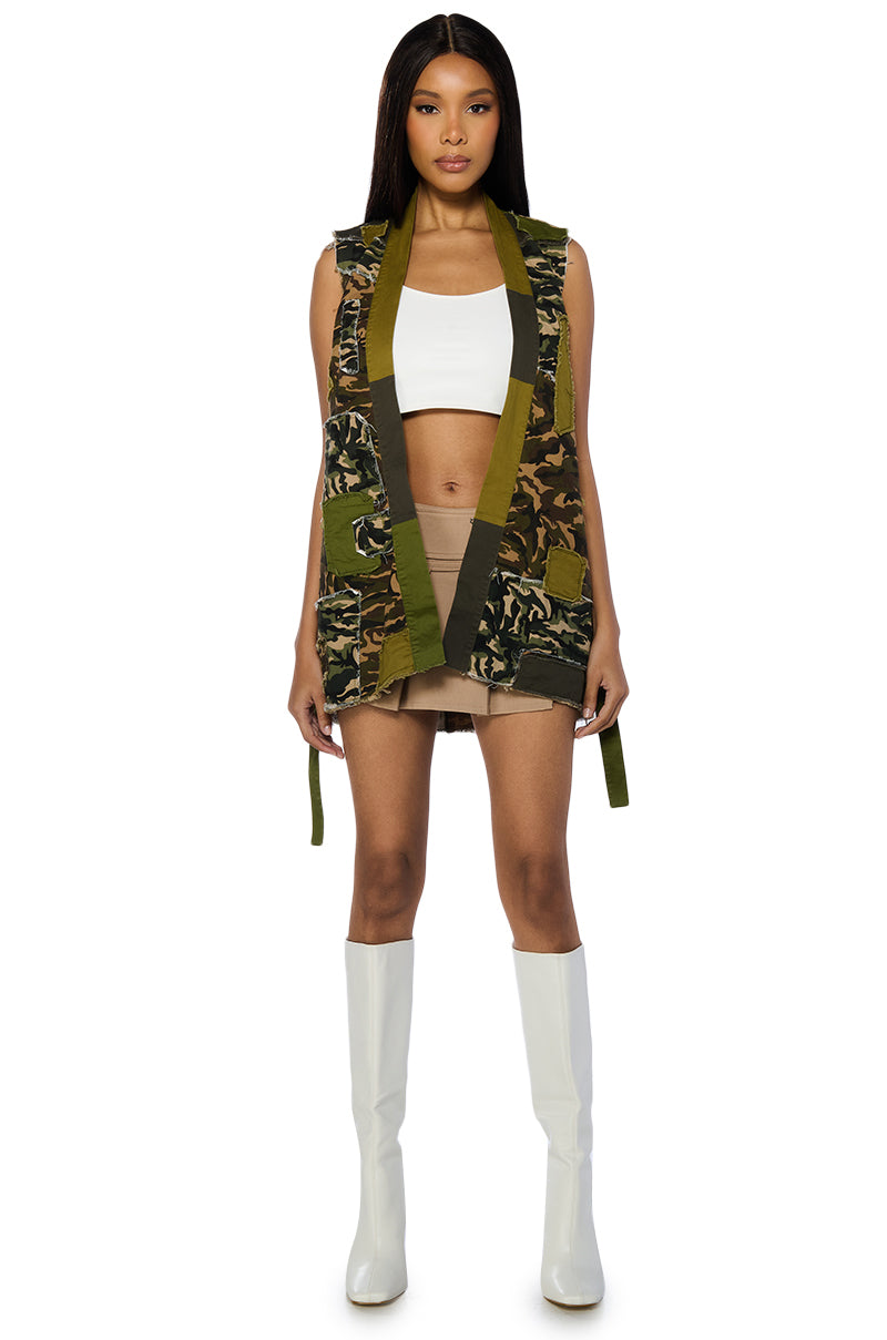 CAN YOU DIG IT CAMO PATCHWORK VEST