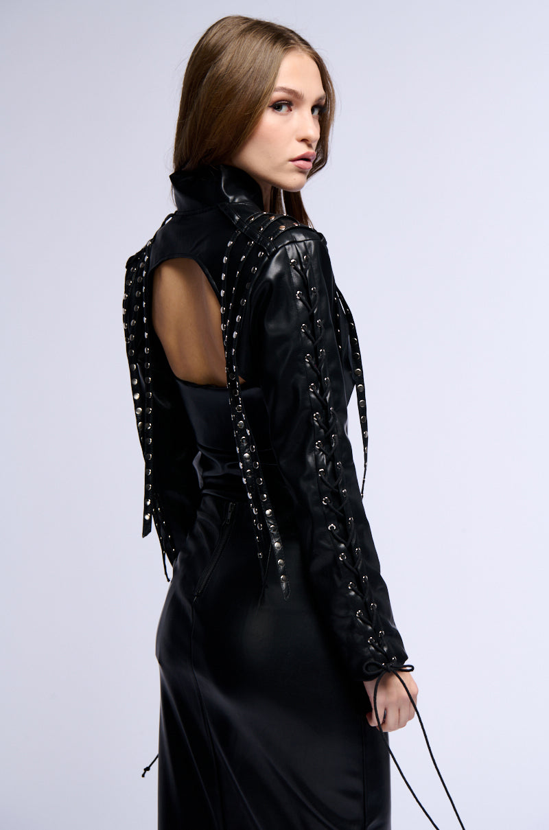 BORN TO BE BAD PU LACE UP BOLERO