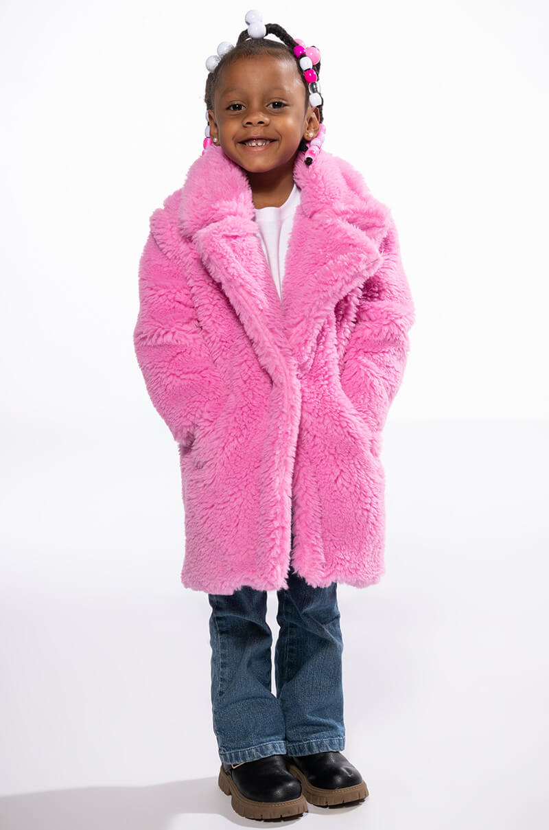 MAX LUXE PINK TEDDY KIDS COAT