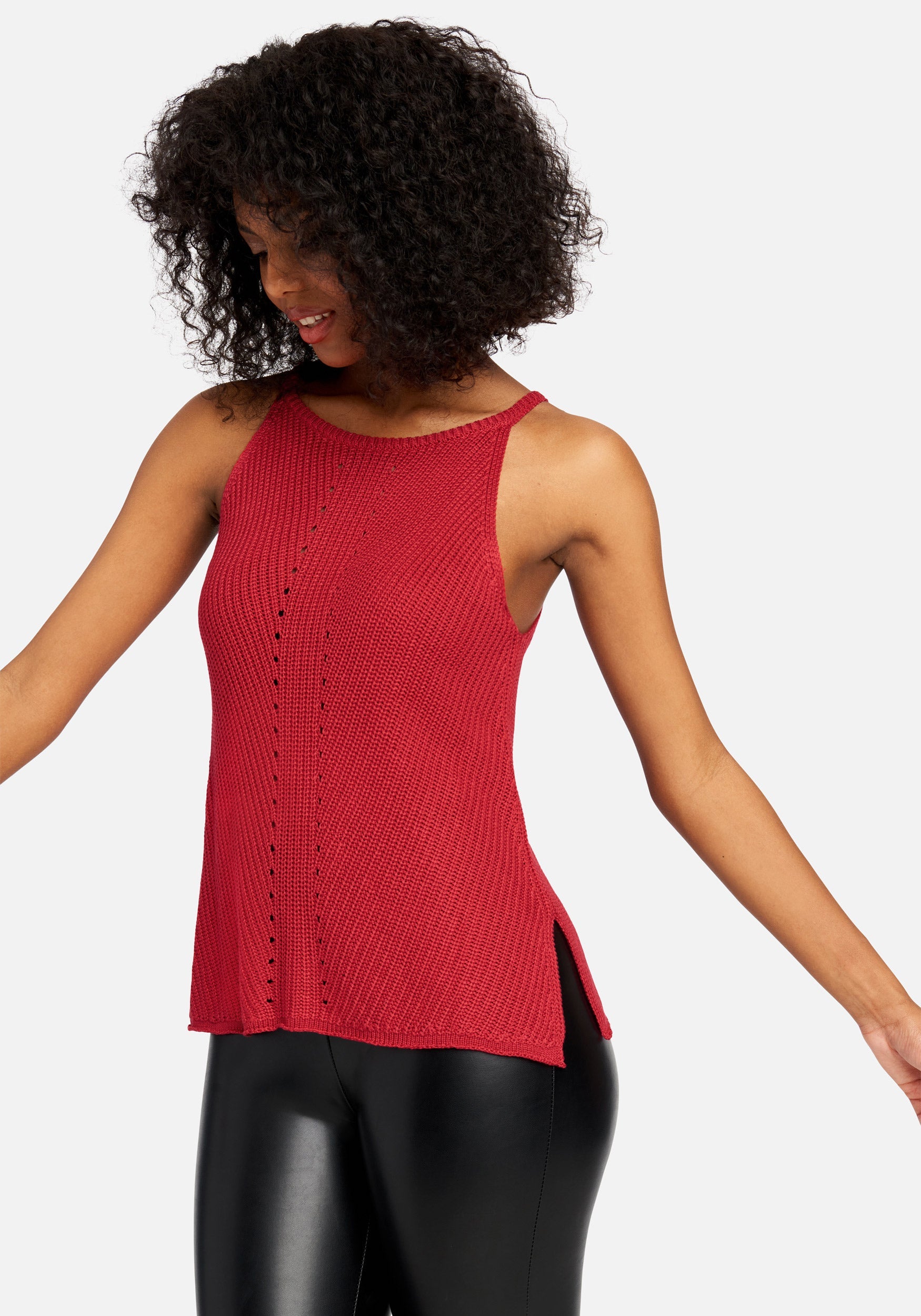 Pointelle Halter Sweater Top