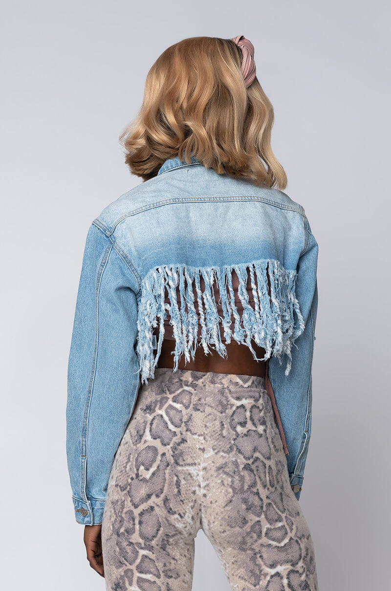 LIFE IS GOOD DISTRESSED CROP DENIM JACKET