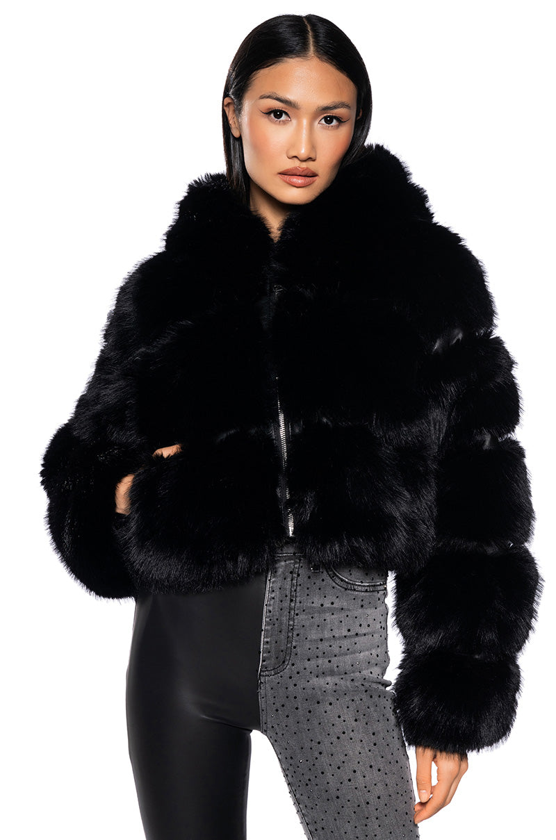 MUFFIN SOFT AND LUXE CROP FUR JACKET