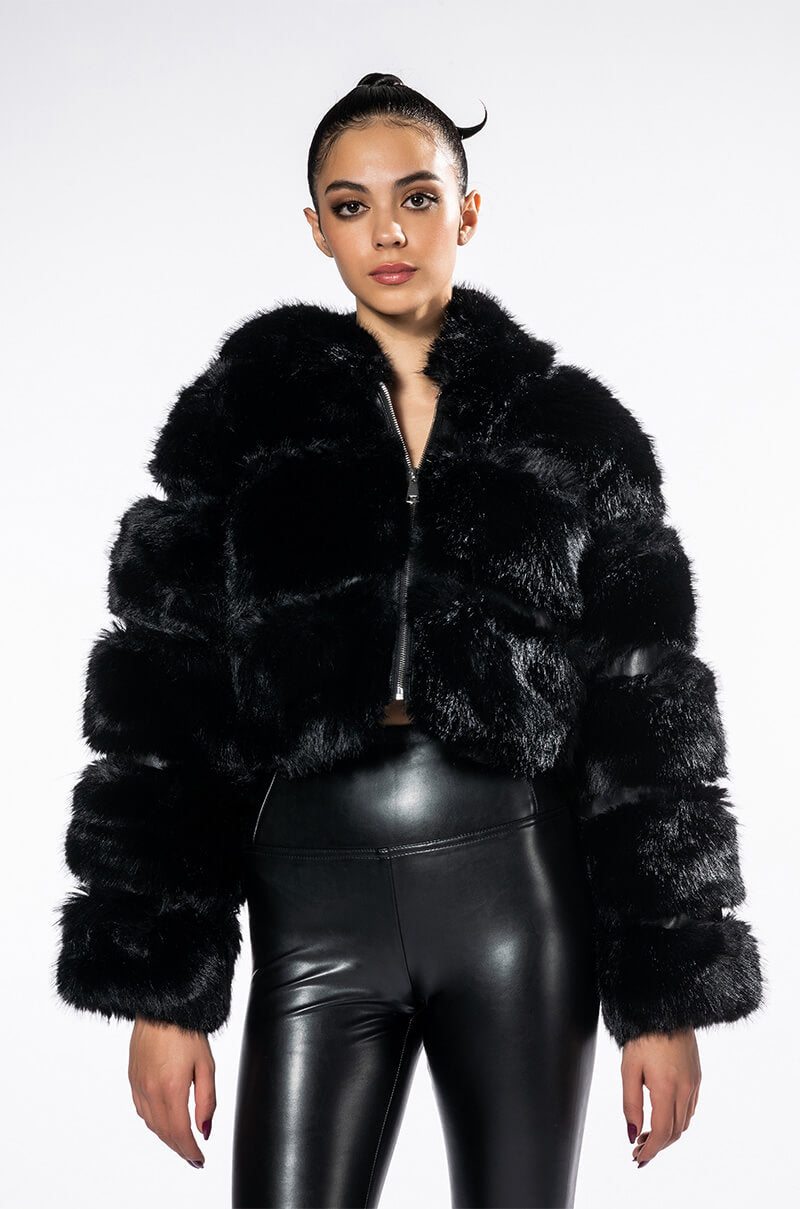 MUFFIN SOFT AND LUXE CROP FUR JACKET