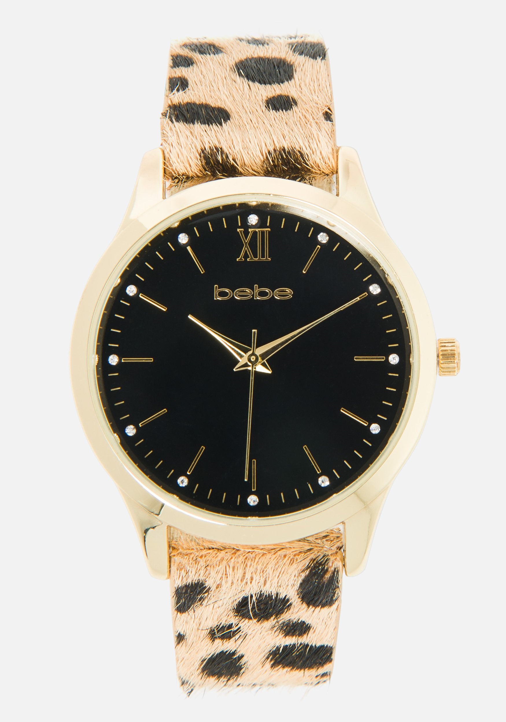 Faux Cheetah Print Strap Watch