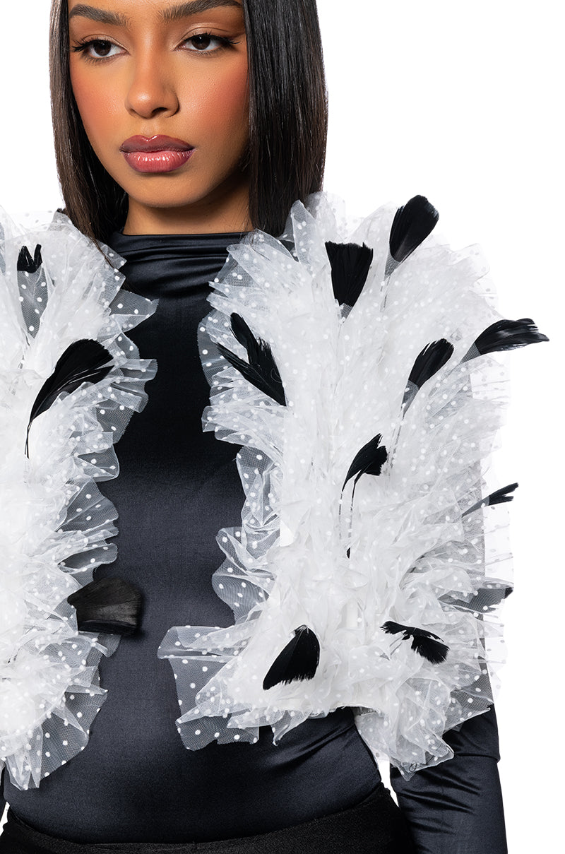 IN MY ERA TULLE FEATHER VEST