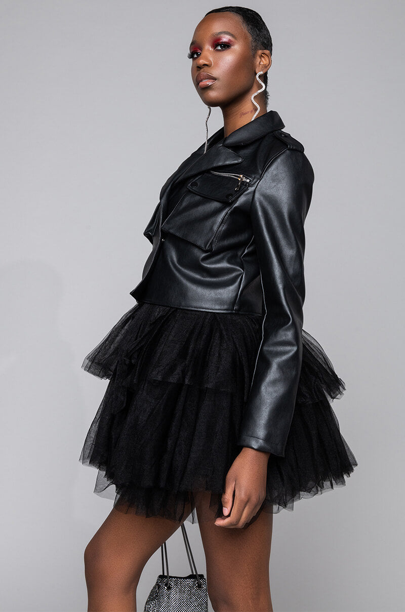 AZALEA WANG UTILITY PLEATHER JACKET