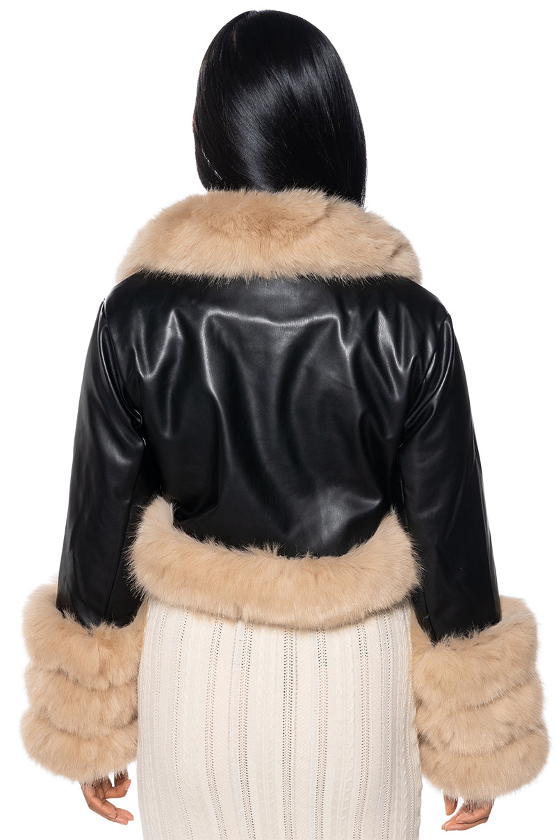 TALK THE TALK FAUX FUR MOTO JACKET