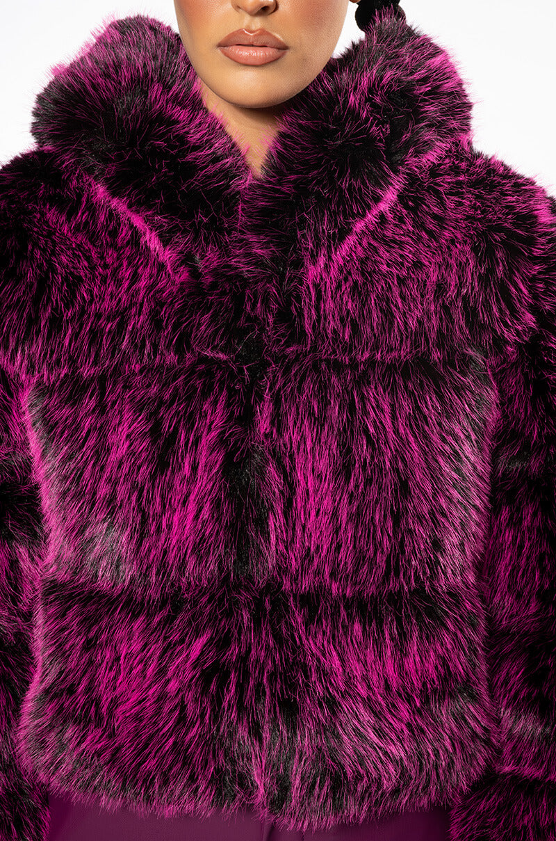 GIULIA THREE-DEE FAUX FUR CROP JACKET