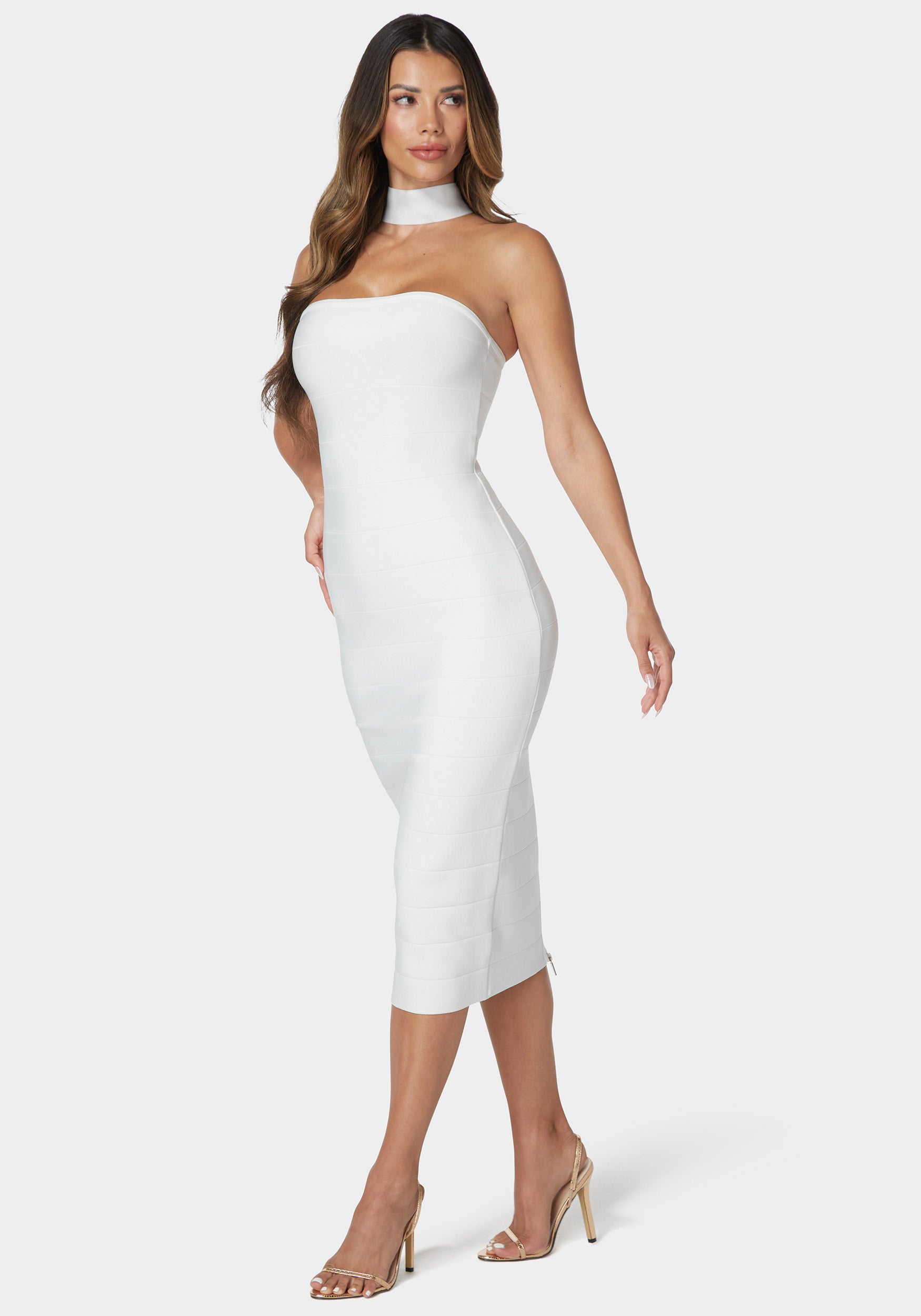 Choker Neck Bandage Midi Dress