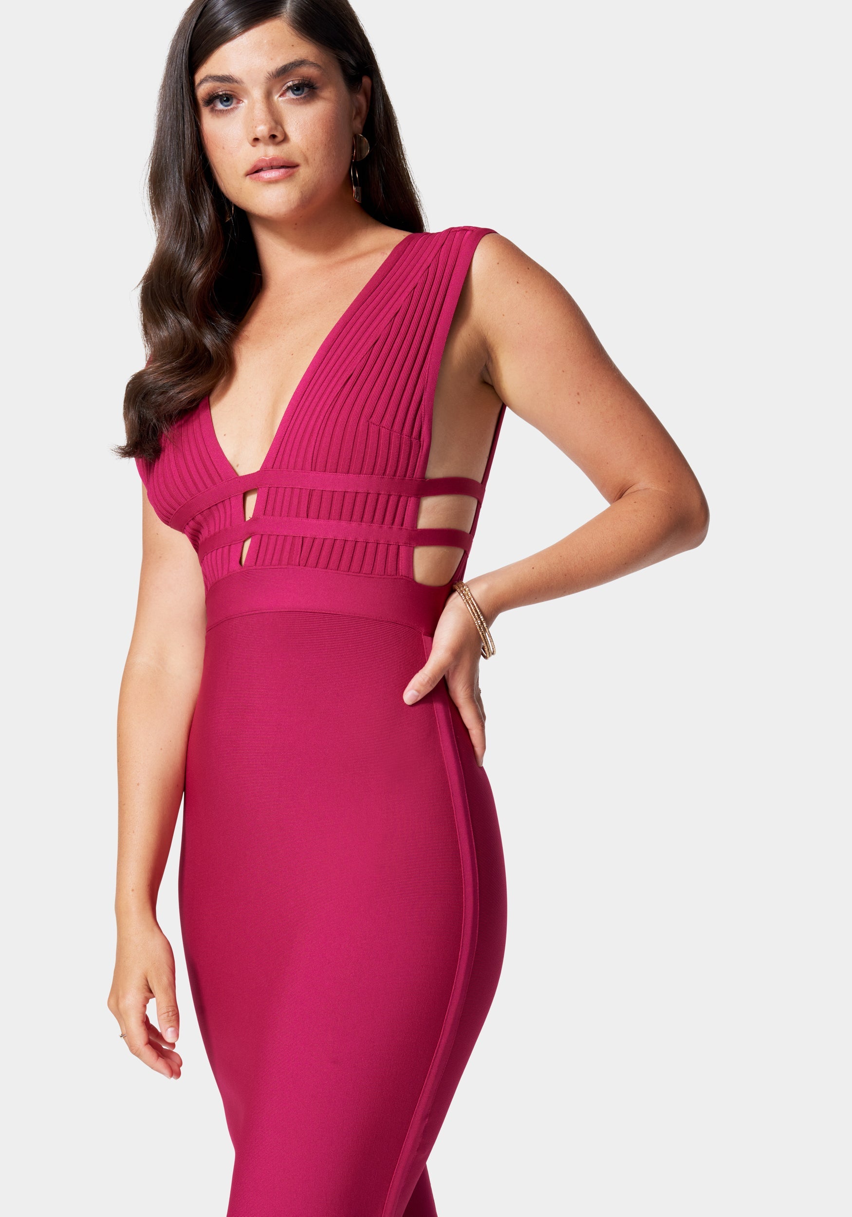 Plunge Neck Bandage Dress